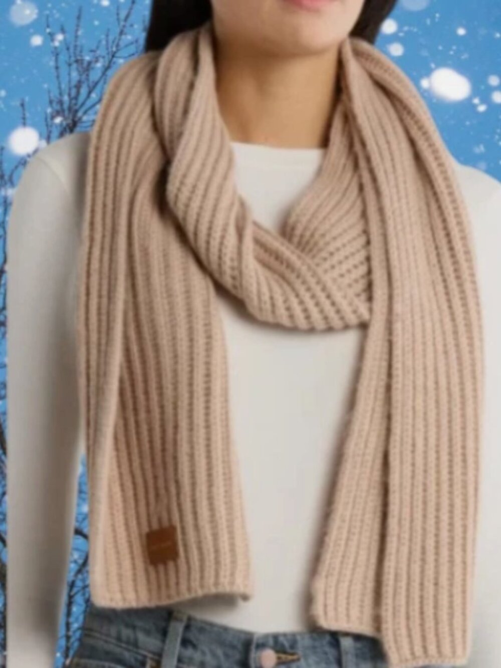 Cole Haan Chunky Knit Scarf Lt Sesame OS NWT